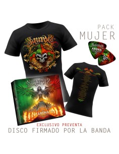 Pack CD FIRMADO + camiseta de mujer + Púa "EN VIVO ARENA...