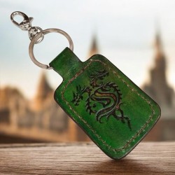 LLAVERO VERDE DE PIEL ARTESANAL