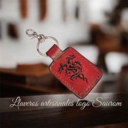 LLAVERO ROJO DE PIEL ARTESANAL