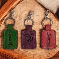 LLAVERO ROJO DE PIEL ARTESANAL